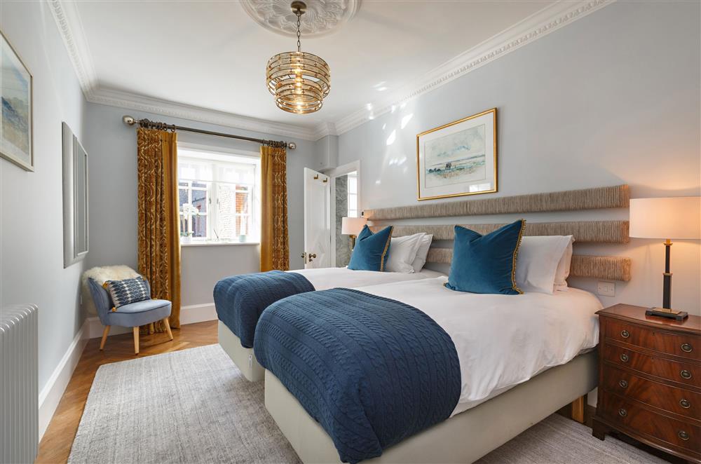 The Ballroom, Norfolk: Bedroom four on the ground floor with twin 3ft single zip and link beds, that can be converted into a 6’ super-king size bed on request
