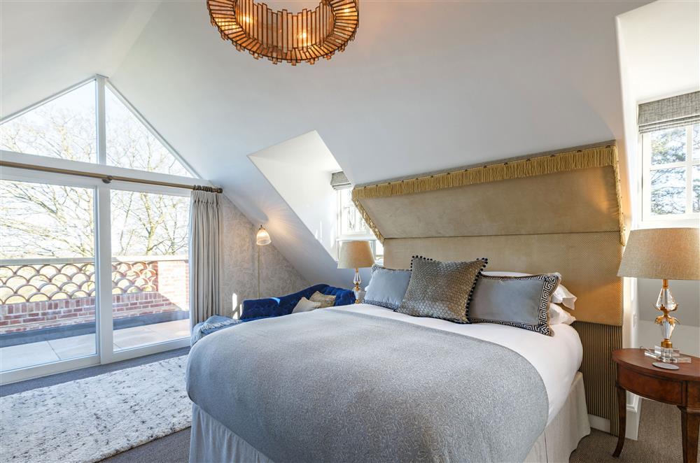 The Ballroom, Norfolk: Bedroom one on the first floor enjoys a 5ft king-size bed, private balcony and en-suite bathroom