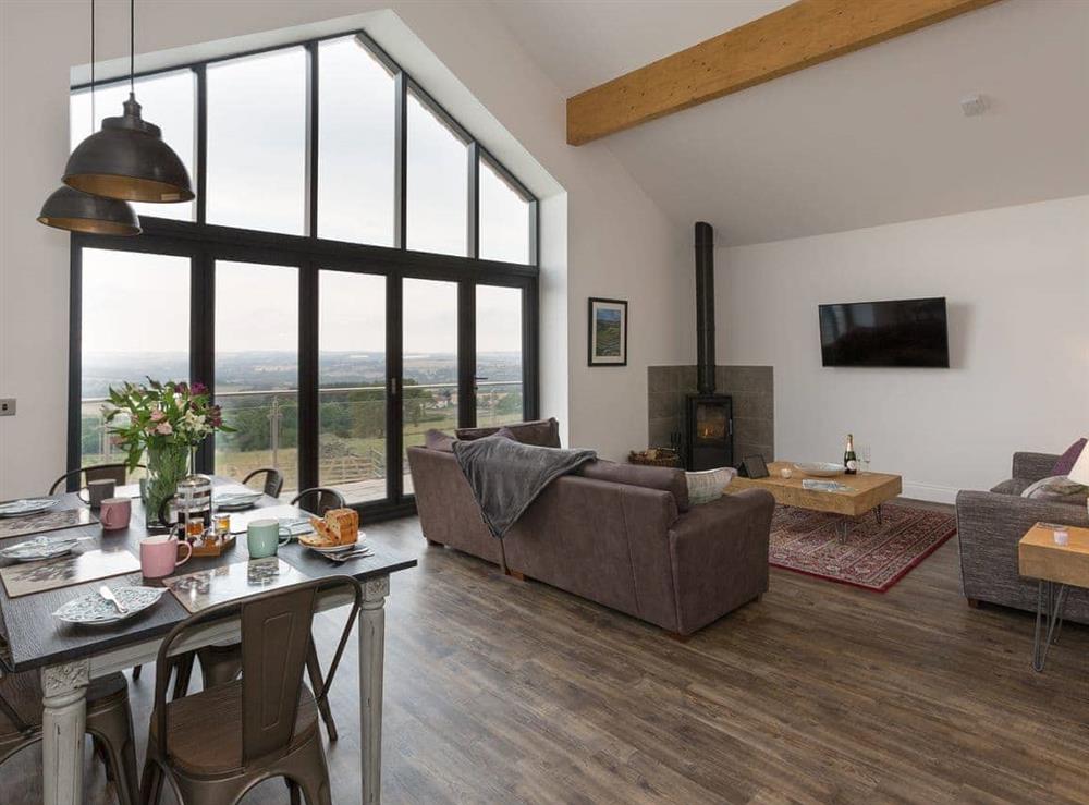 Spacious open plan living space at The Barn at Toft Hill Hall in Bishop Auckland, County Durham, England