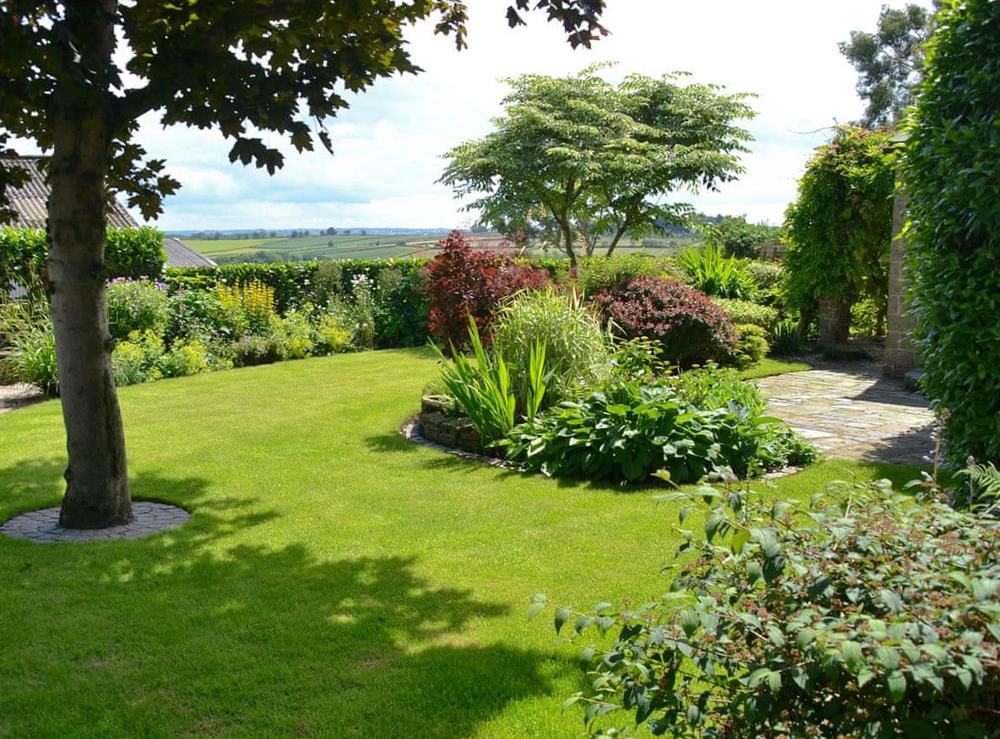 Lovely garden at The Barn at Woodland View in Barlow, near Chesterfield, Derbyshire