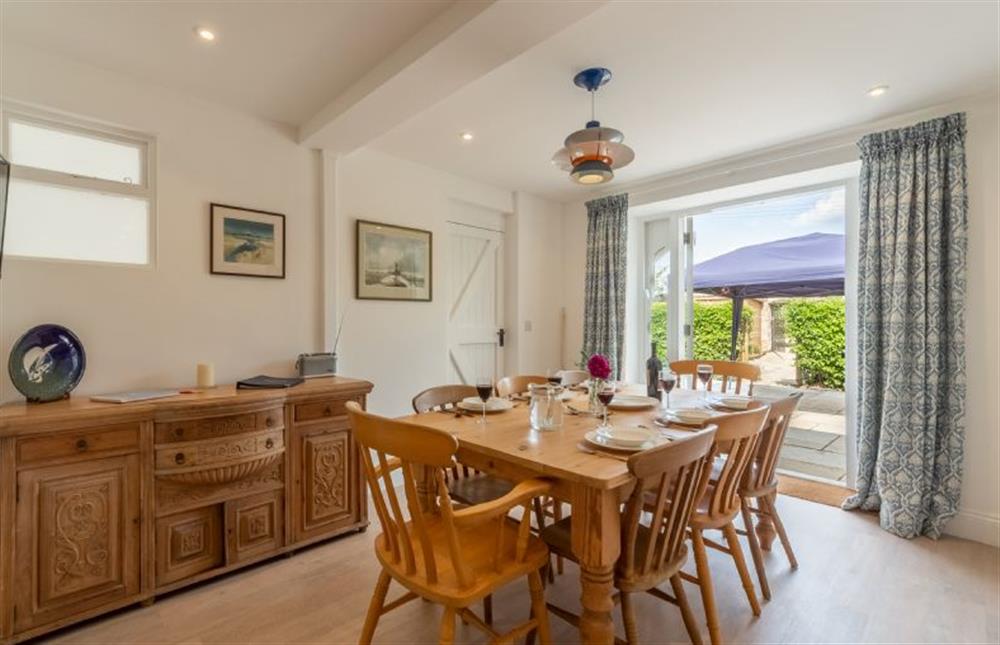 Ground floor: The dining area with seating for six at The Barn, Burnham Overy Staithe near Kings Lynn