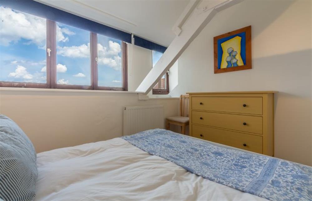Second floor: Bedroom two with double bed at The Barn, Burnham Overy Staithe near Kings Lynn