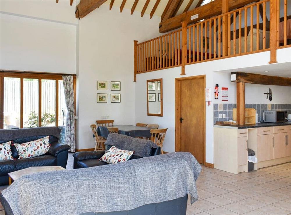 Open plan living space at The Barn in Compton, near Chichester, West Sussex