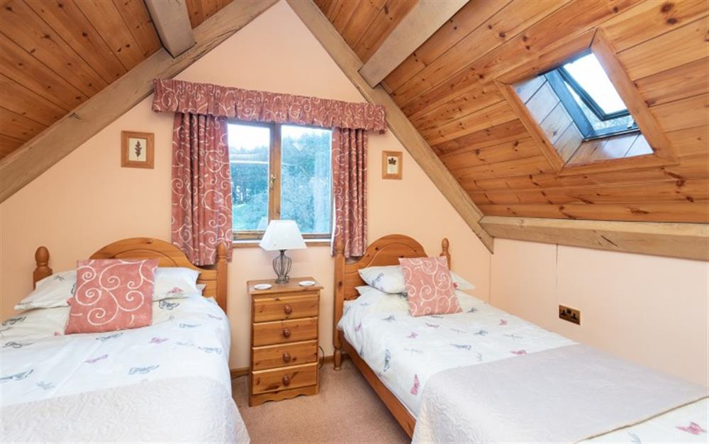 The twin bedroom at The Barn, Elsdon in Lyme Regis