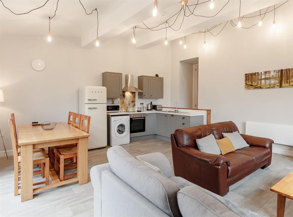 Open plan living space at The Barn in Neath, Glamorgan, West Glamorgan