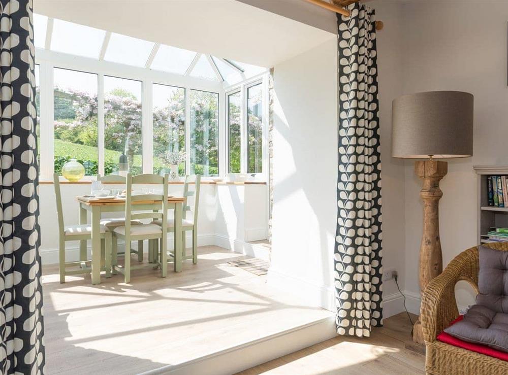 Open-aspect from living area to conservatory at The Barn, Oak Tree Farm in West Witton, near Leyburn, Yorkshire, North Yorkshire