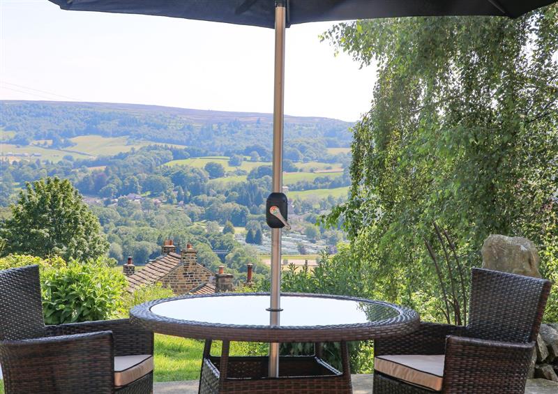 Enjoy a cup of tea on the patio at The Barn, Pateley Bridge