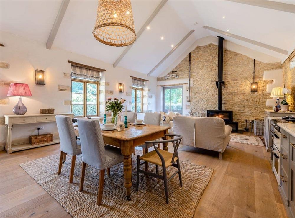 Open plan living space at The Barn in Shipton Under Wychwood, Oxfordshire