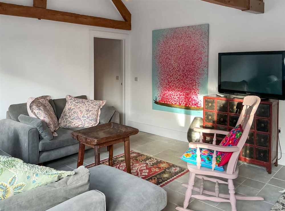 Living area at The Barn in West Pennard, Glastonbury, Somerset