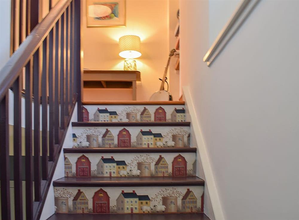 Quirky decor on the stairs