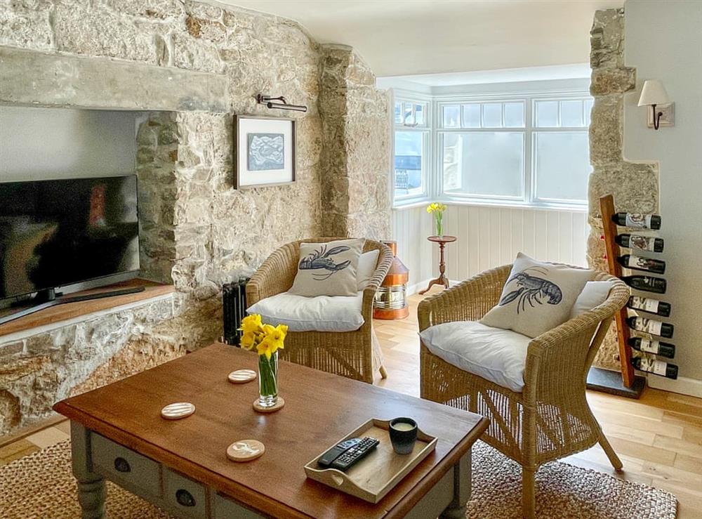Living area at The Basket Loft in Newlyn, Cornwall