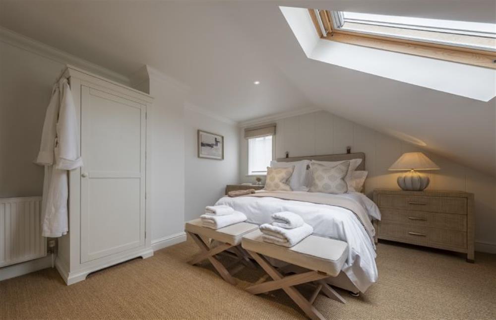 Bedroom three on the 1st floor, with king-sized bed at The Beach House, Brancaster near Kings Lynn