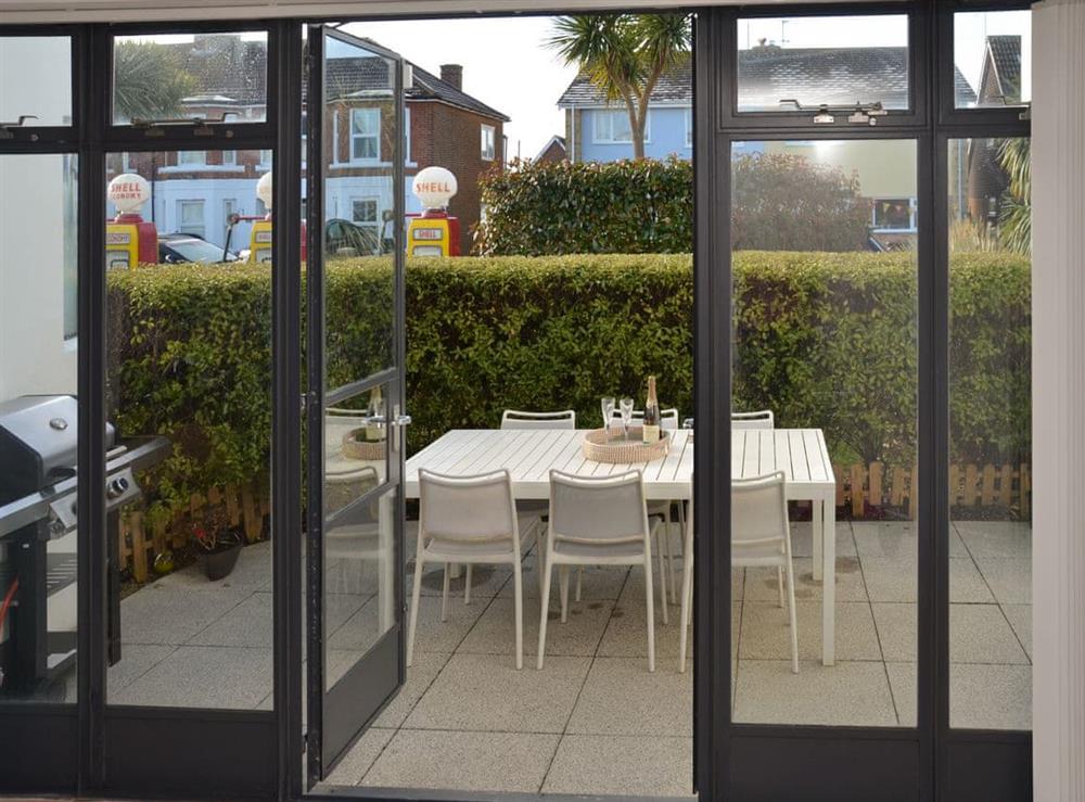 Stylish doors leading to the patio at The Beach Stop in East Preston, near Littlehampton, West Sussex