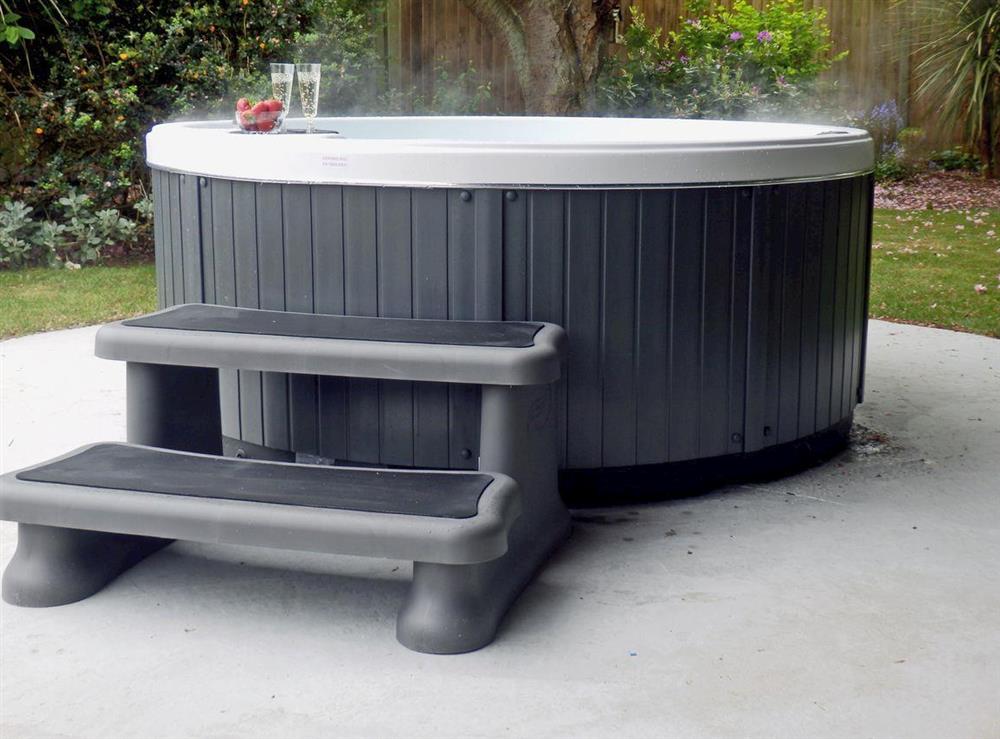 Relaxing hot tub at The Beech House in Corton, near Lowestoft, Suffolk