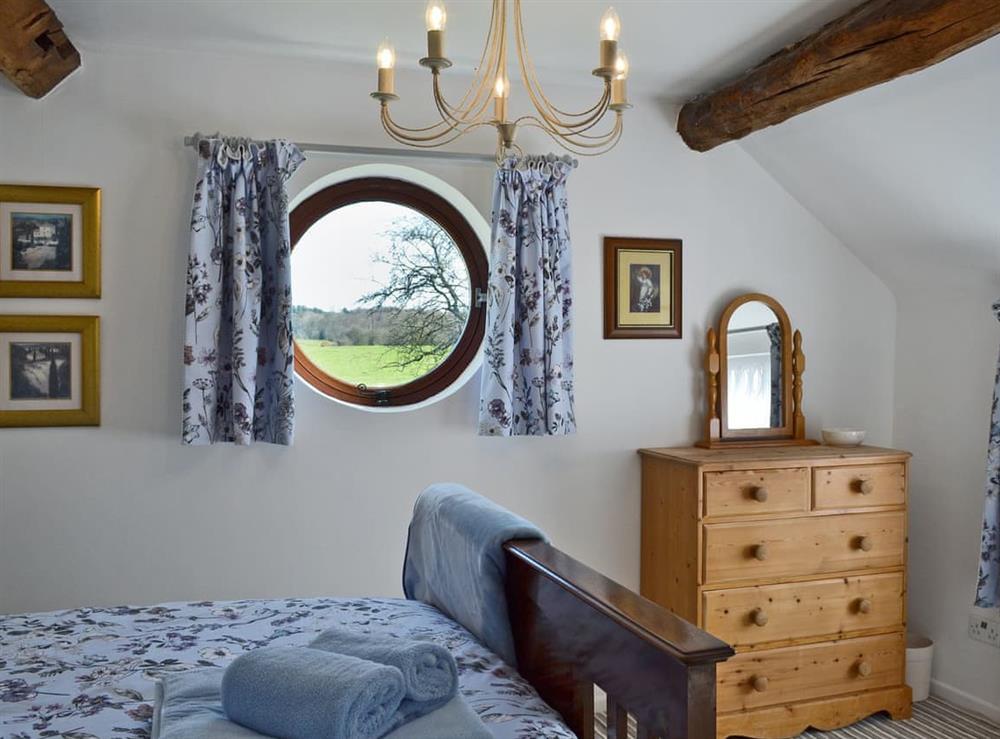 Elegantly decorated double bedroom with view at The Beehive in Betley, near Crewe, Staffordshire
