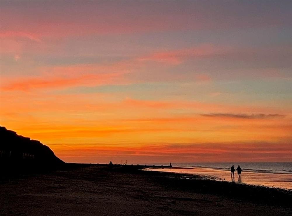 Beautiful sunset on Mundesley beach at The Beehive in Mundesley, Norfolk