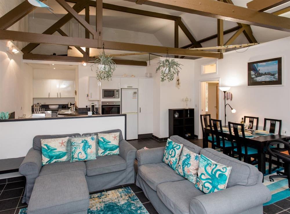 Open plan living space at The Boathouse in East Cowes, Isle of Wight