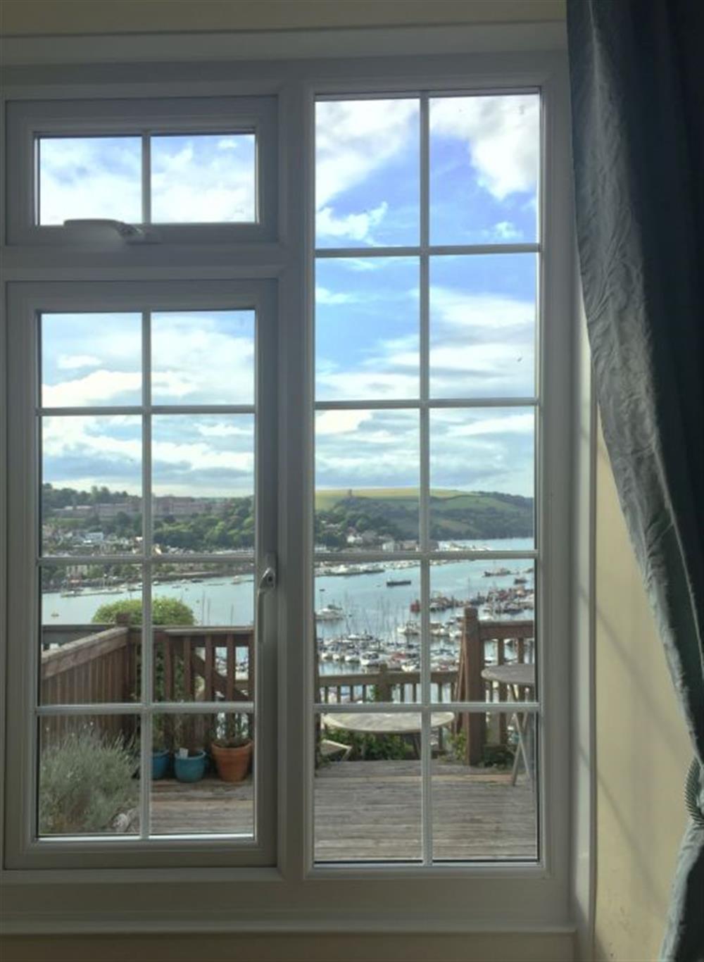 Views from inside at The Boathouse, Kingswear, Torbay and the Red Cliffs