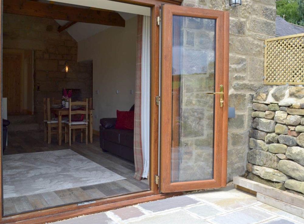 French doors leading to patio area at The Bobbin in Kelstedge, near Matlock, Derbyshire
