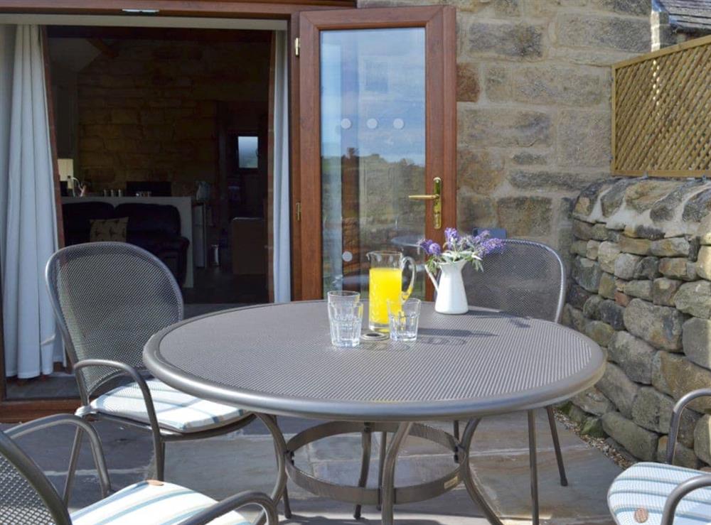 Private and secluded outdoor eating area at The Bobbin in Kelstedge, near Matlock, Derbyshire