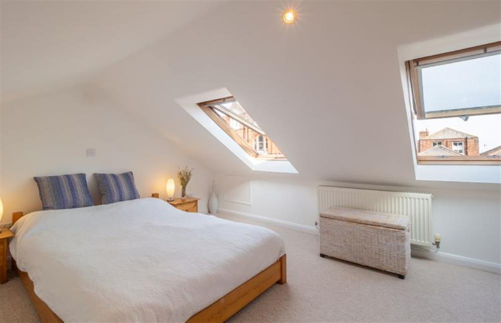Bedroom 1 bed with views over High Street and glimpses of the sea at The Bolthole, Aldeburgh
