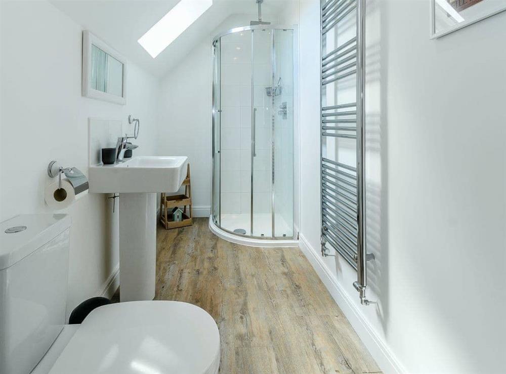 En-suite with walk-in shower at The Bolthole in Hunmanby Gap, near Filey, North Yorkshire