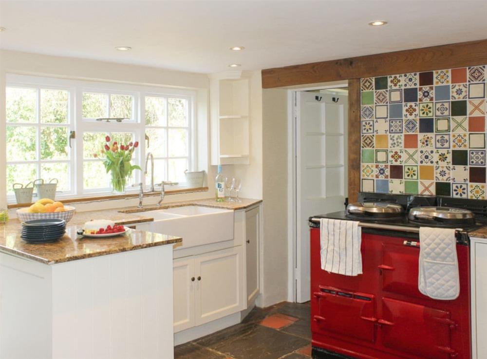 Attractive kitchen with range cooker at The Bothy in Lymington, Hampshire