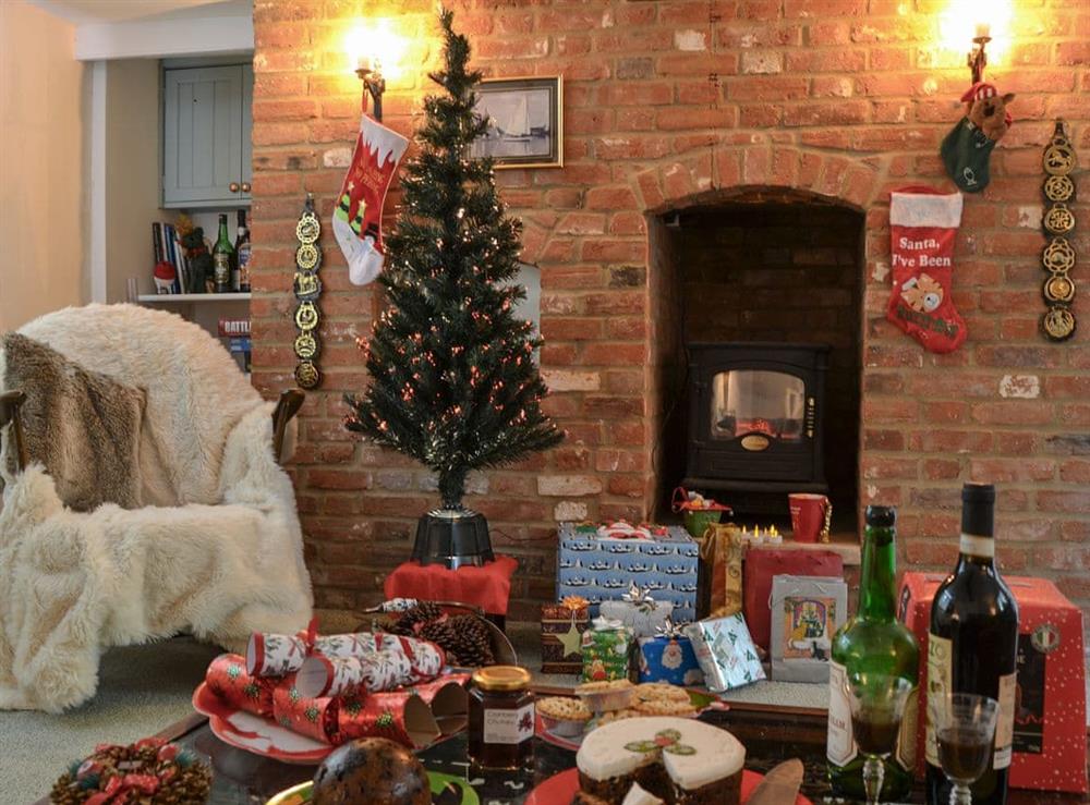 Festive living room at The Brambles in Horning, near Norwich , Norfolk