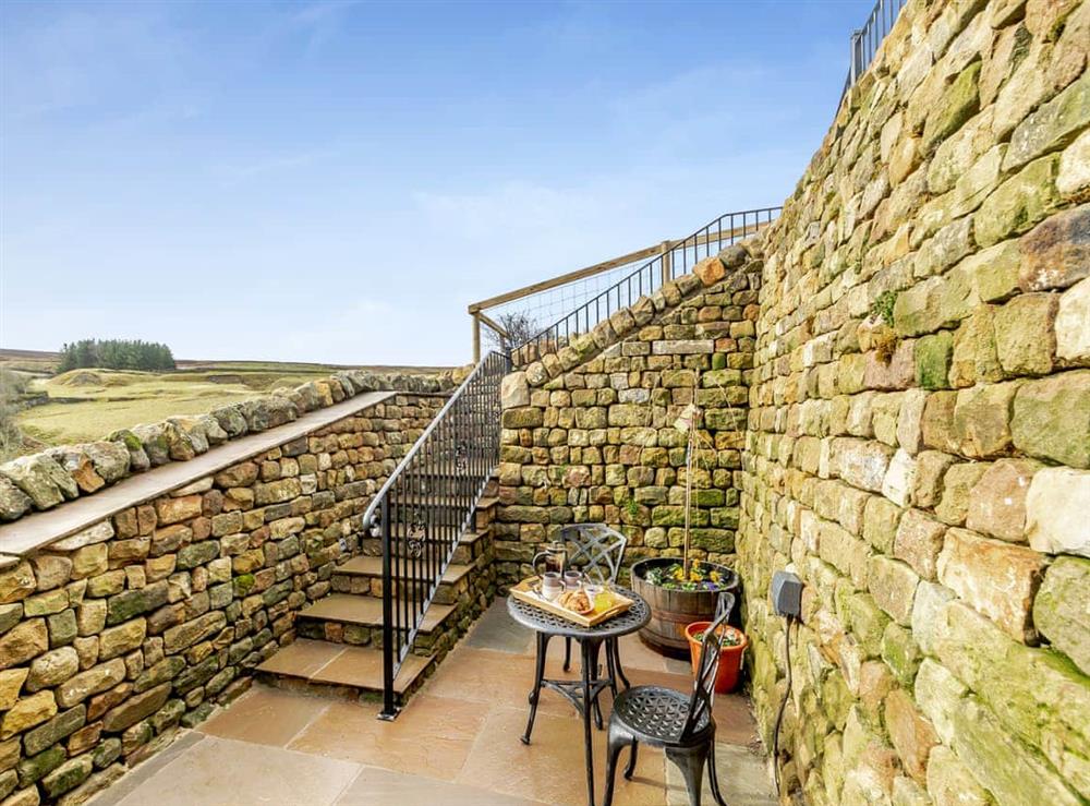 Patio at The Burrow in Bewerley, near Pateley Bridge, North Yorkshire