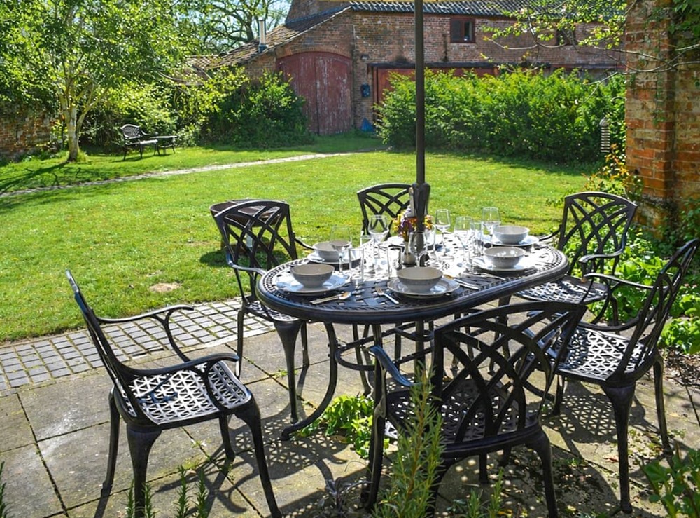 Outdoor eating area at The Buttery in Booton, Norfolk