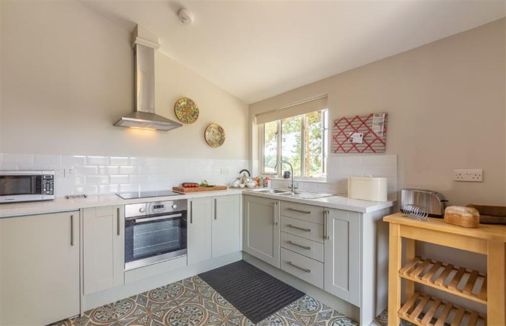 Kitchen with views out to the countryside at The Buttery, Freston