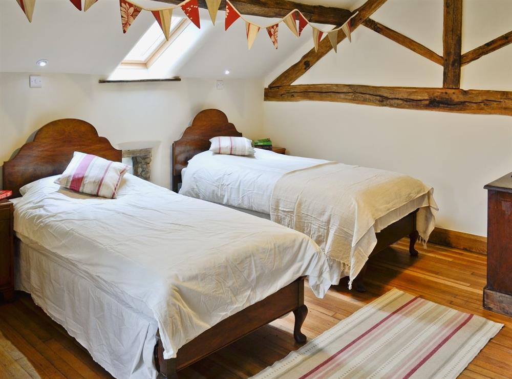 Twin bedroom at The Byre in Penycae, near Wrexham, Great Britain