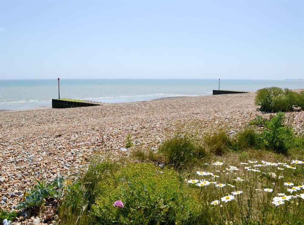 Beach at The Cabin in Pevensey Bay, near Eastbourne, East Sussex