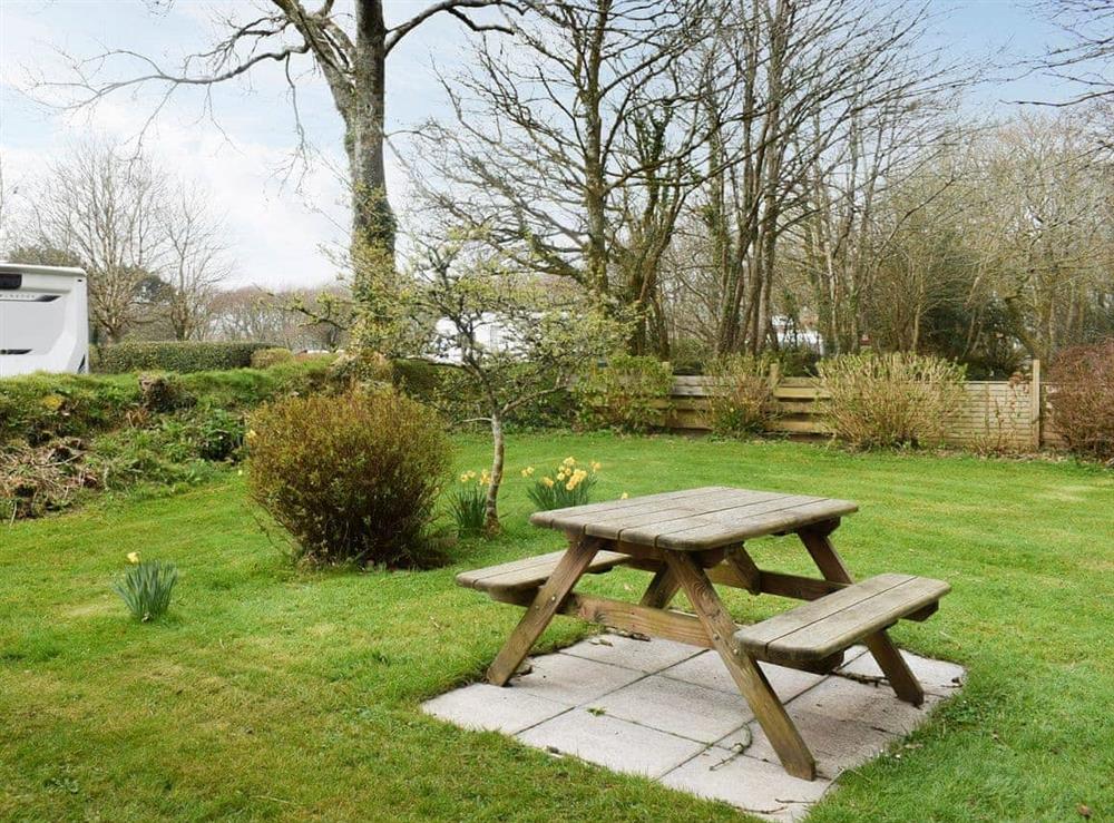 Sitting-out-area at The Caravan & Motorhome Club- The Cabin in Truro, Cornwall