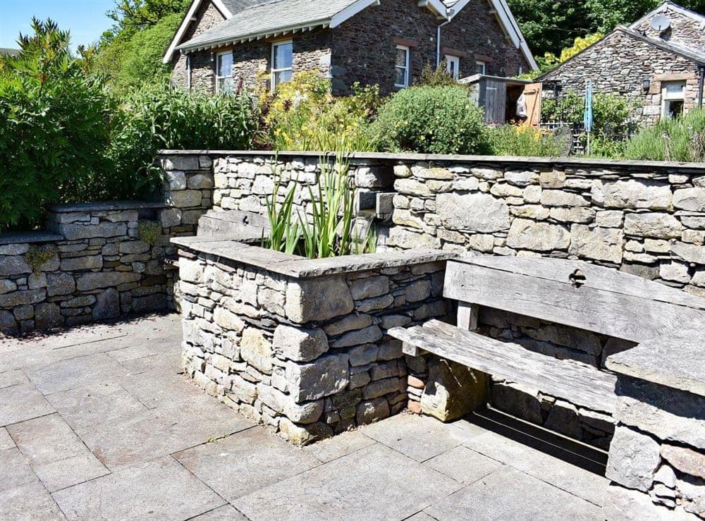 Wonderful paved seating area from which to admire the view at The Carriage House in Watermillock-on-Ullswater, Cumbria., Great Britain