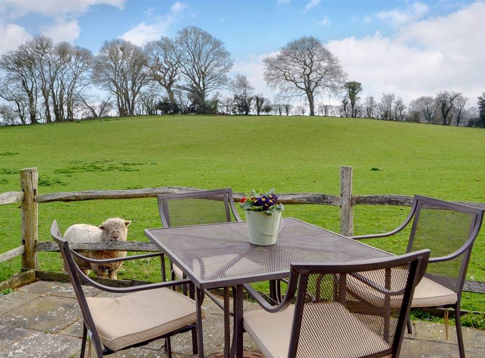 Delightful sitting out area with wonderful views at The Cart Lodge in Hooe, Battle, East Sussex., Great Britain