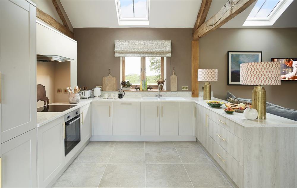 Light and airy open plan kitchen area at The Cart Shed, Downton-on-the-Rock