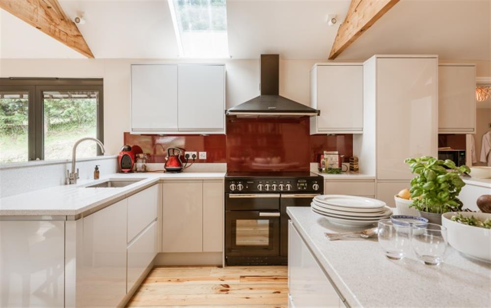 The stylish and spacious kitchen  at The Cattle Shed in Chillington