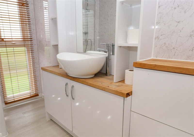 This is the bathroom at The Chalet at Tyn Lon, Chwilog
