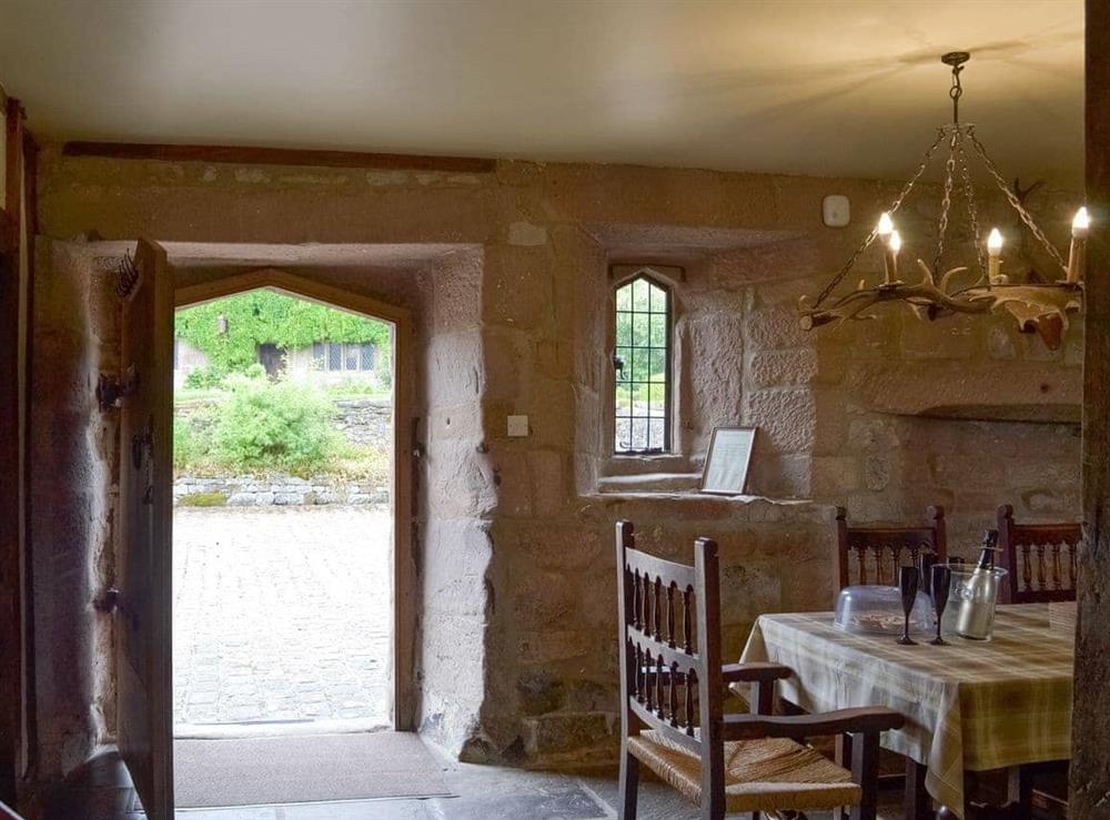 Entrance leads into the dining area at The Chapel in Alport, Nr Bakewell, Derbyshire., Great Britain