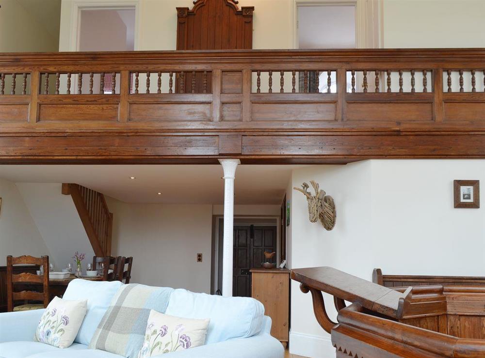 Mezzanine bedroom level retains heritage features at The Chapel in near Whitland, Dyfed