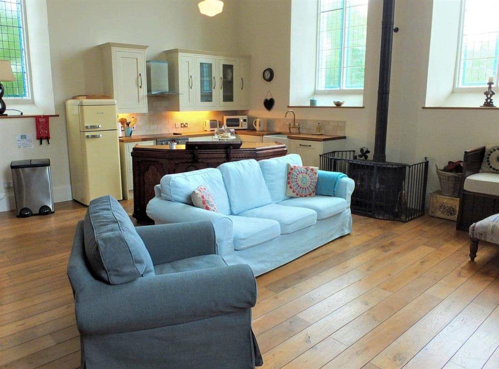 Open plan living space at The Chapel in near Whitland, Dyfed