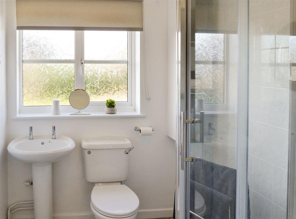 Shower room with shower cubicle and toilet at The Chase in Walcott, near North Walsham, Norfolk