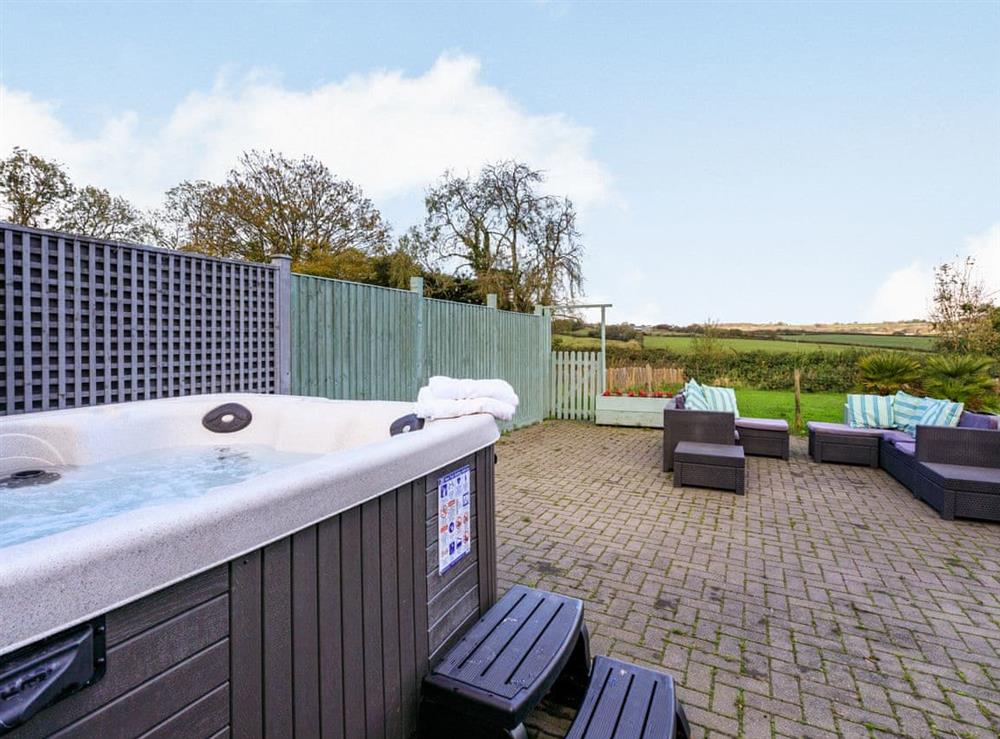 Hot tub at The Cider Barn in Bishopswood, near Chard, Somerset