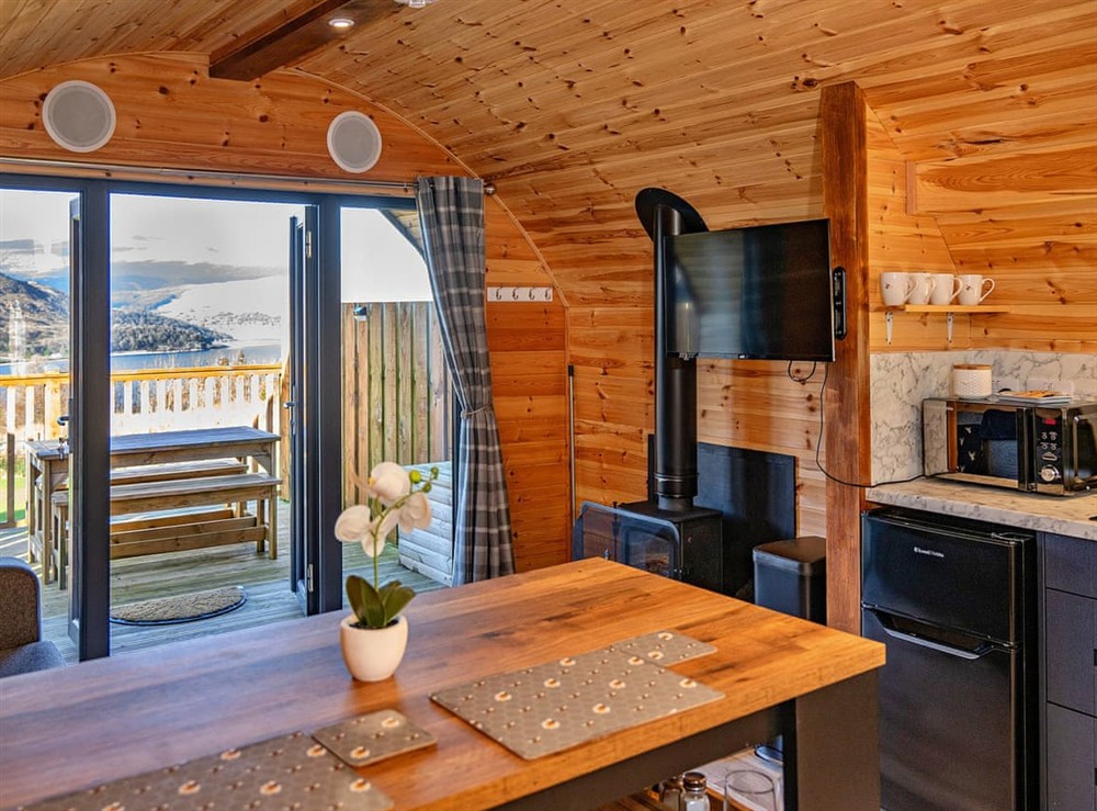 Open plan living space at The Cider Barn in Fort William, Inverness-Shire