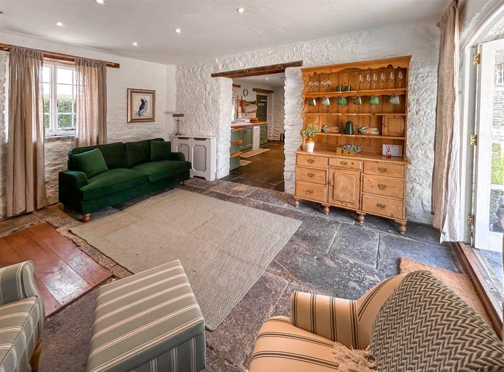Living room at The Cider Barn in West Pennard, near Glastonbury, Somerset