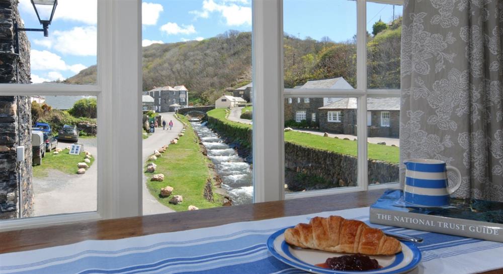 The view from the living area at The Clinker in Boscastle, Cornwall