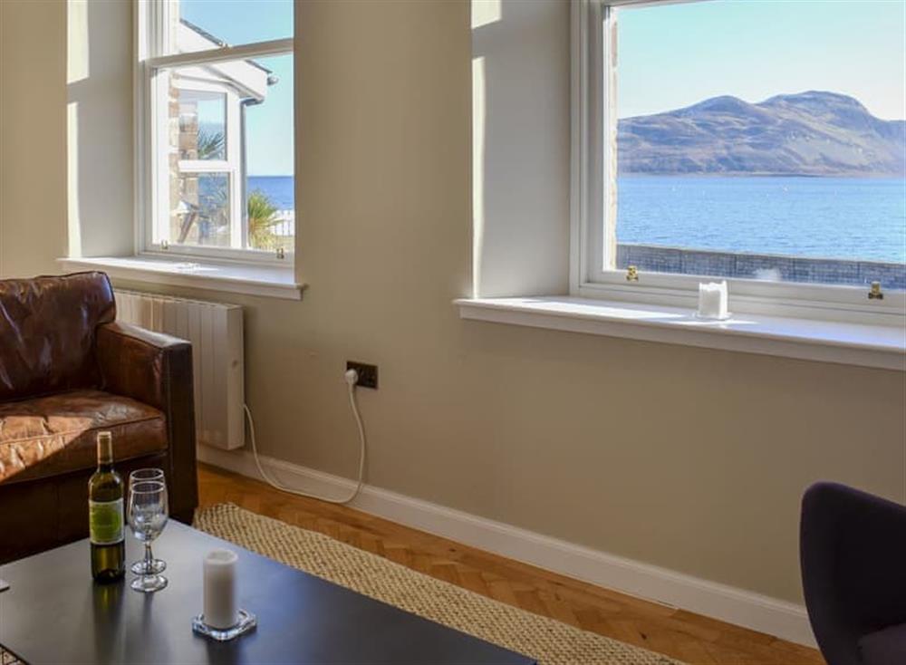 Wonderful sea views from the living area at The Clock Tower in Lamlash, Isle of Arran, Scotland