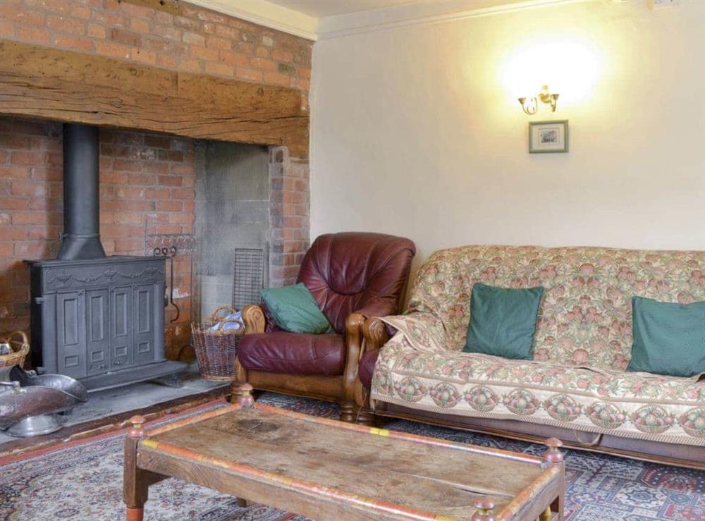 Feature fireplace in living room at The Coach House in Craven Arms, Shropshire