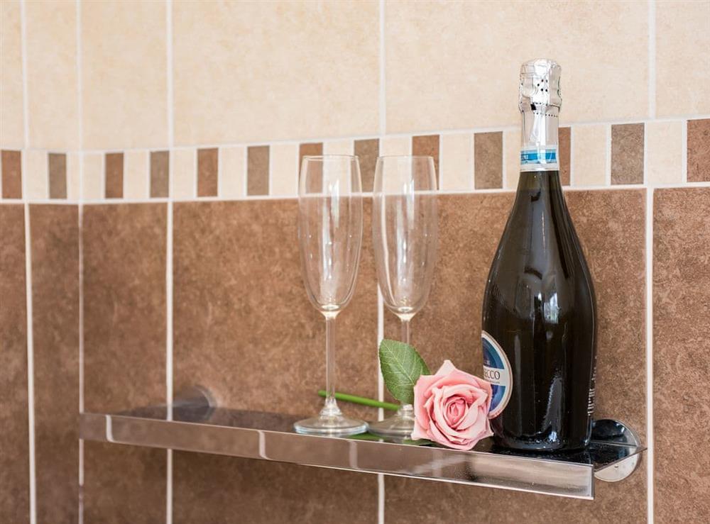 Ideal bathroom in which to relax and enjoy a glass of fizz at The Coach House in Fremington, near Richmond, North Yorkshire
